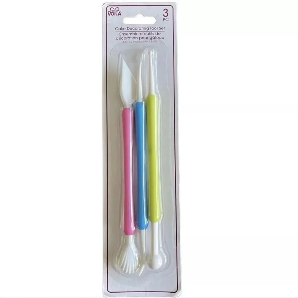 Voila 3 Pc Cake Decorating Tool Set Ball Pen Knife Needle